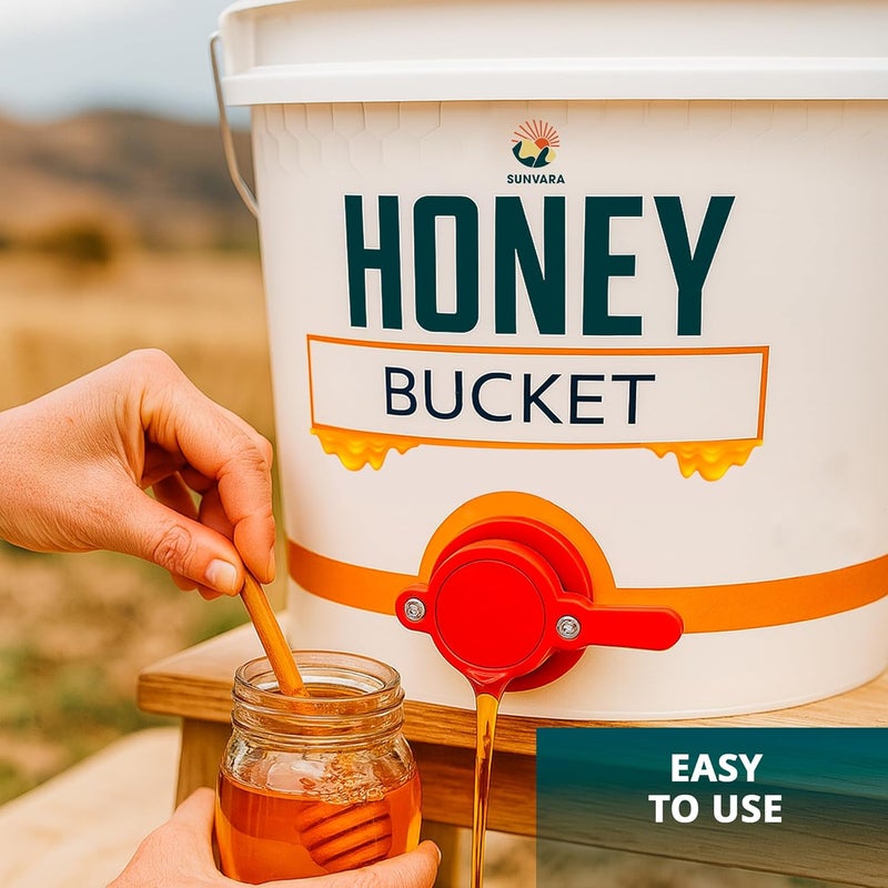 SunVara Honey Bucket 5 Gallon Bucket with Spigot Extractor Equipment Food-Grade PP 20L Capacity - Image 4